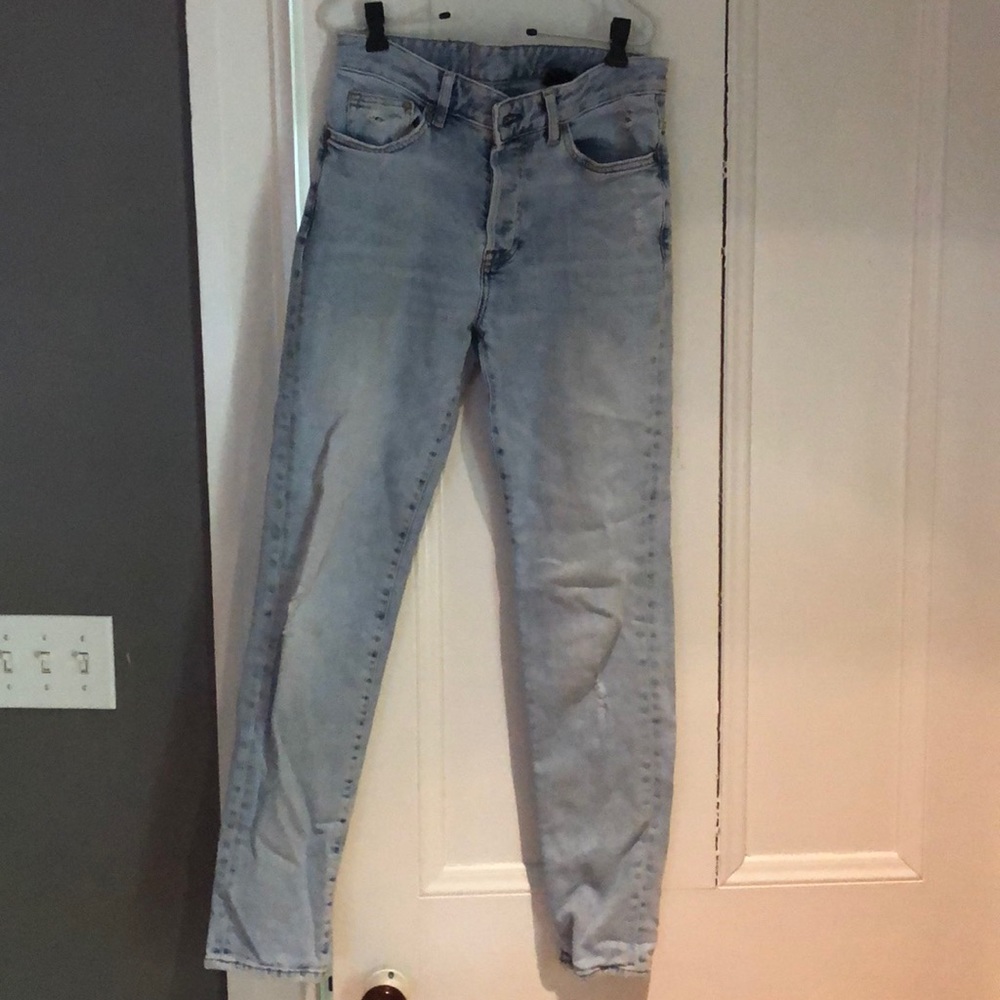 High waisted denim light wash jeans